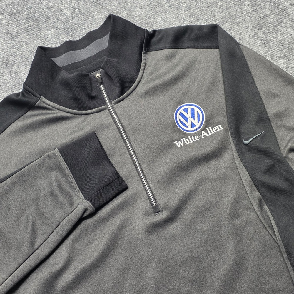 Nike Golf Men's XL Gray Dri-FIT 1/4 Zip Pullover Volkswagen White-Allen Logo